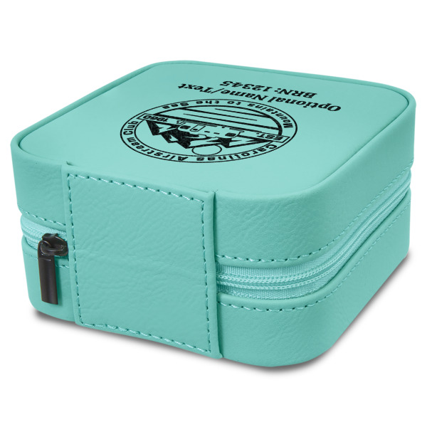 Custom Design - Travel Jewelry Boxes - Leather - Teal - View from Rear
