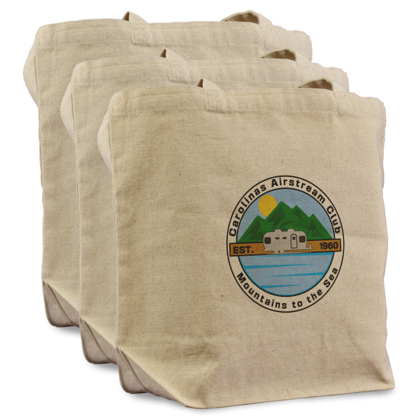 Custom Design - 3 Reusable Cotton Grocery Bags - Front View