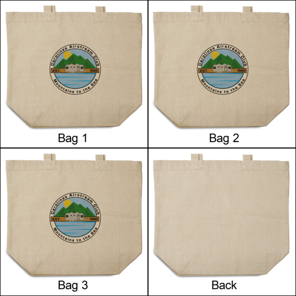 Custom Design - 3 Reusable Cotton Grocery Bags - Front & Back View