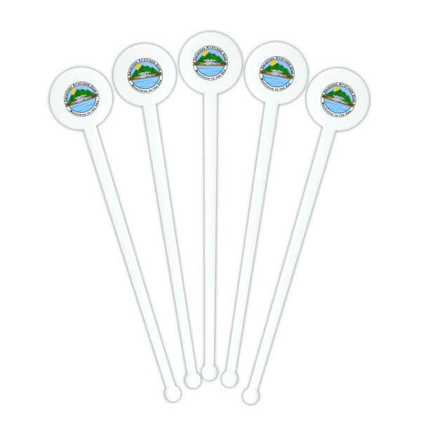 Custom Design - White Plastic 7" Stir Stick - Round - Fan View