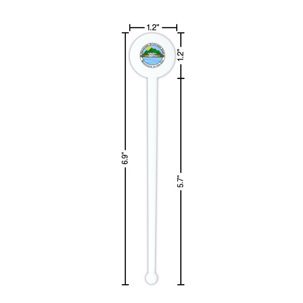 Custom Design - White Plastic 7" Stir Stick - Round - Dimensions