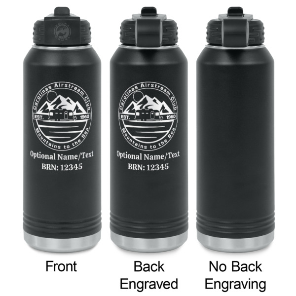 Custom Design - Laser Engraved Water Bottles - 2 Styles - Front & Back View