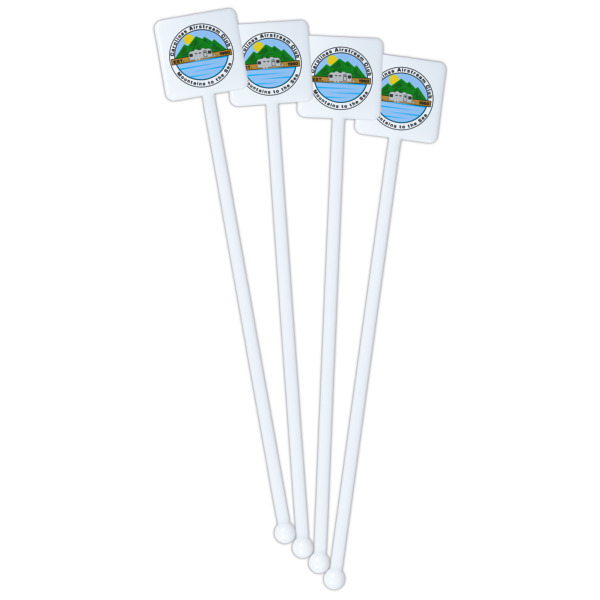 Custom Design - White Plastic Stir Stick - Single Sided - Square - Fan