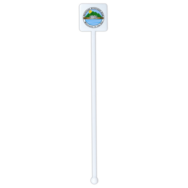 Custom Design - White Plastic Stir Stick - Double Sided - Square - Single Stick