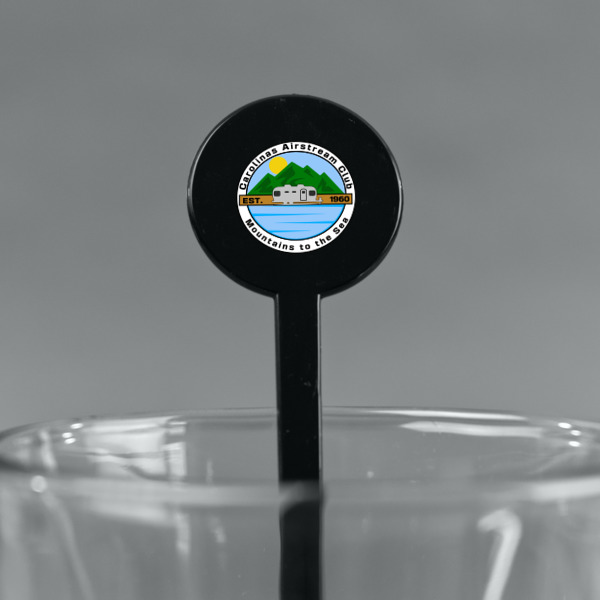 Custom Design - Black Plastic 7" Stir Stick - Round - Main