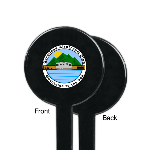 Custom Design - Black Plastic 7" Stir Stick - Single Sided - Round - Front & Back