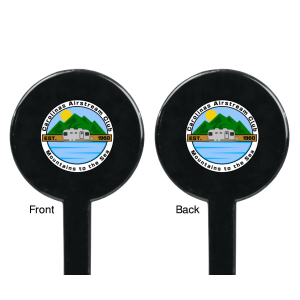 Custom Design - Black Plastic 7" Stir Stick - Double Sided - Round - Front & Back