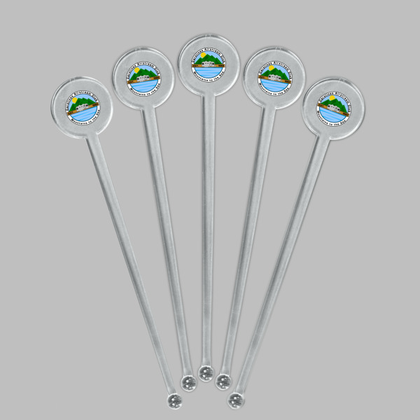 Custom Design - Clear Plastic 7" Stir Stick - Round - Fan View