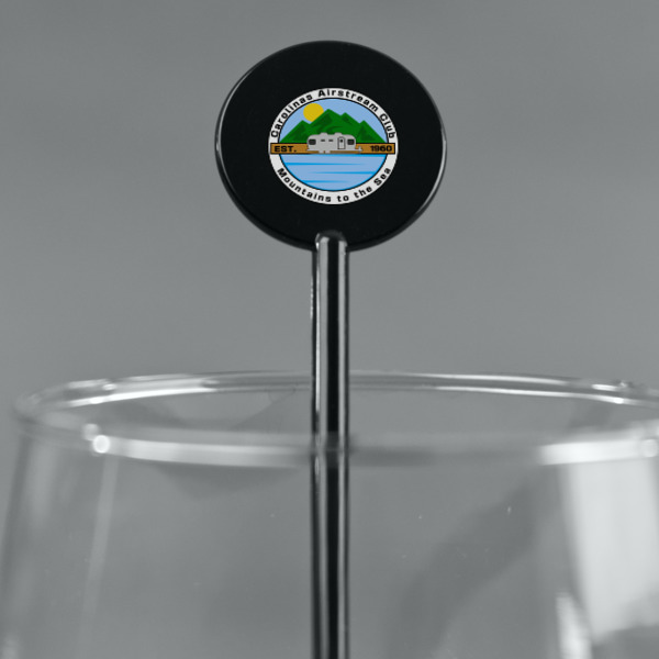 Custom Design - Black Plastic 5.5" Stir Stick - Round - Main