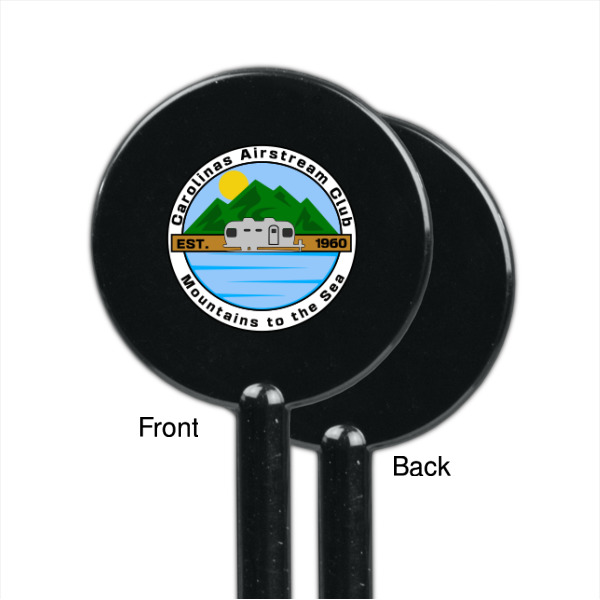 Custom Design - Black Plastic 5.5" Stir Stick - Single Sided - Round - Front & Back
