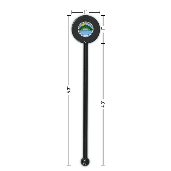 Custom Design - Black Plastic 5.5" Stir Stick - Round - Dimensions