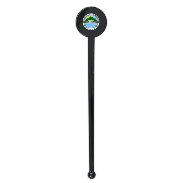 Custom Design - Black Plastic 7" Stir Stick - Round - Single Stick