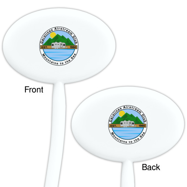 Custom Design - White Plastic 7" Stir Stick - Double Sided - Oval - Front & Back