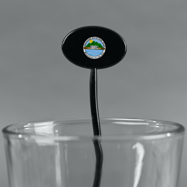 Custom Design - Black Plastic 7" Stir Stick - Oval - Main