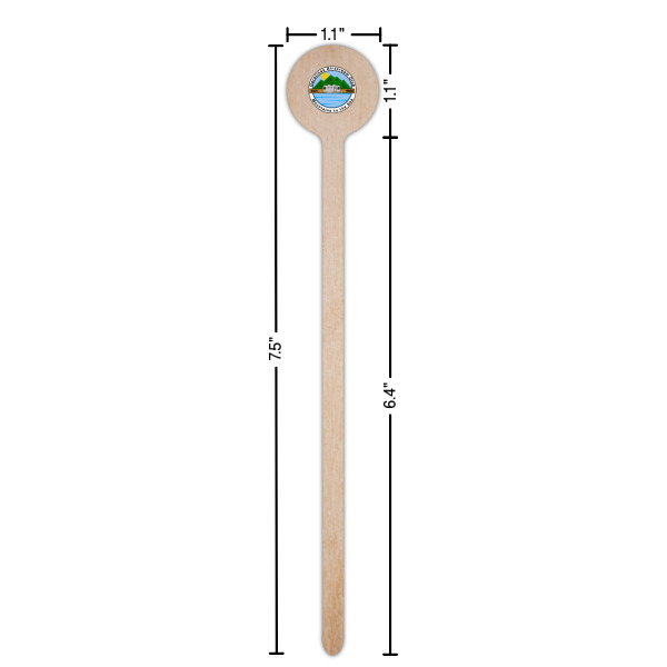 Custom Design - Wooden 7.5" Stir Stick - Round - Dimensions