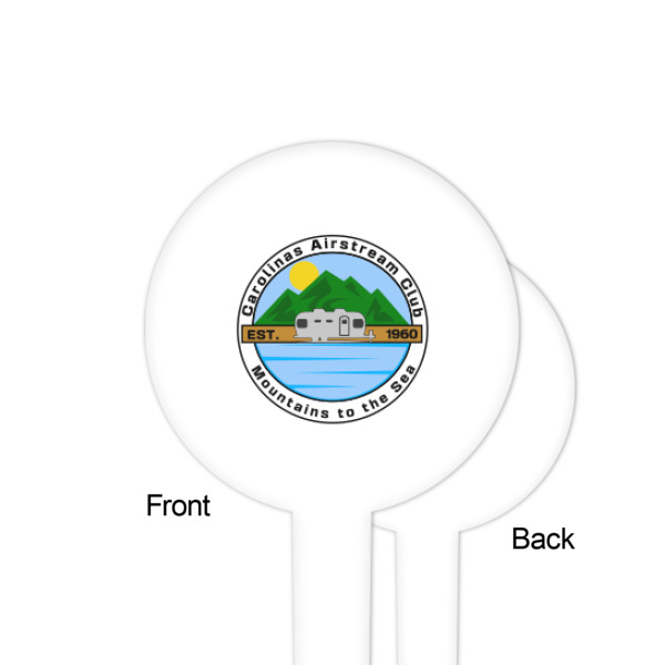 Custom Design - White Plastic 4" Food Pick - Round - Single Sided - Front & Back