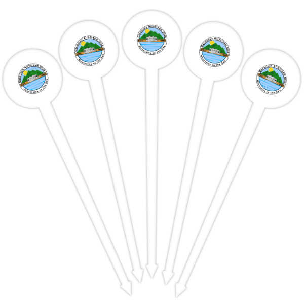 Custom Design - White Plastic 4" Food Pick - Round - Fan View