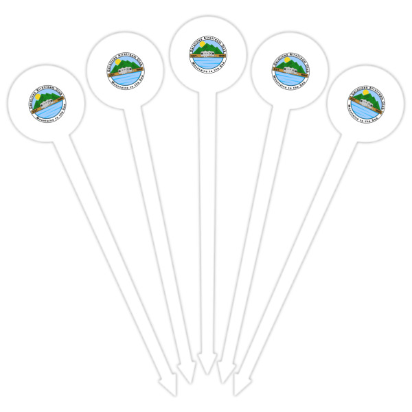 Custom Design - White Plastic 6" Food Pick - Round - Fan View