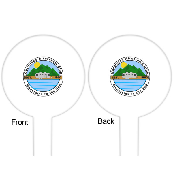 Custom Design - White Plastic 6" Food Pick - Round - Double Sided - Front & Back