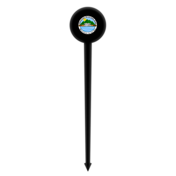 Custom Design - Black Plastic 4" Food Pick - Round - Single Pick