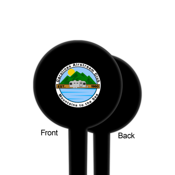 Custom Design - Black Plastic 4" Food Pick - Round - Single Sided - Front & Back