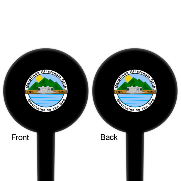 Custom Design - Black Plastic 4" Food Pick - Round - Double Sided - Front & Back