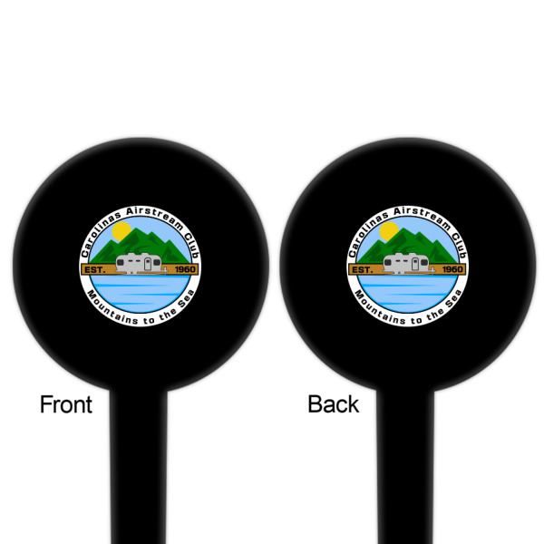 Custom Design - Black Plastic 6" Food Pick - Round - Double Sided - Front & Back