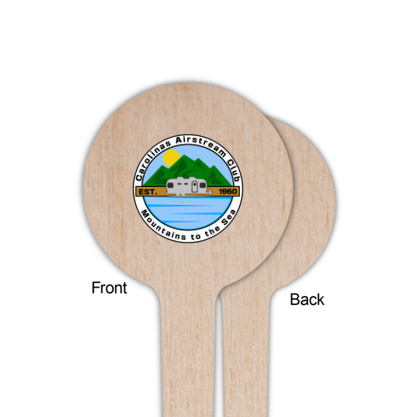 Custom Design - Wooden 4" Food Pick - Round - Single Sided - Front & Back
