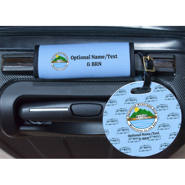 Custom Design - Round Luggage Tag & Handle Wrap - In Context