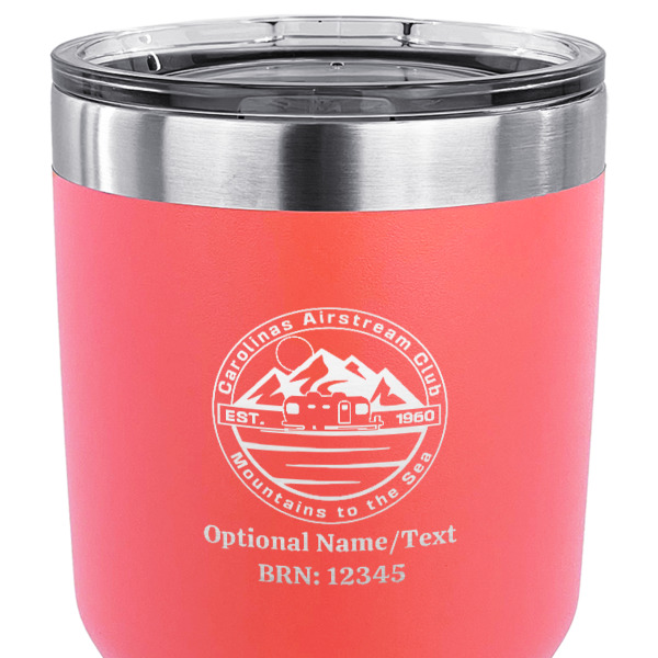 Custom Design - 30 oz Stainless Steel Ringneck Tumbler - Coral - CLOSE UP