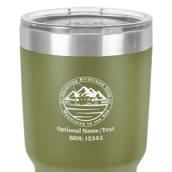 Custom Design - 30 oz Stainless Steel Ringneck Tumbler - Olive - Close Up