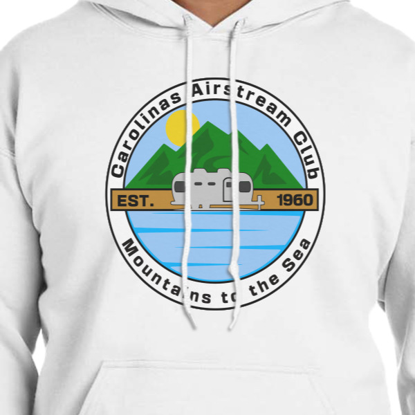 Custom Design - White Hoodie on Model - CloseUp