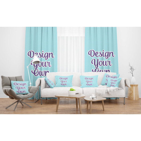 Custom Design - Sheer and Custom Curtains in Room with Matching Pillows