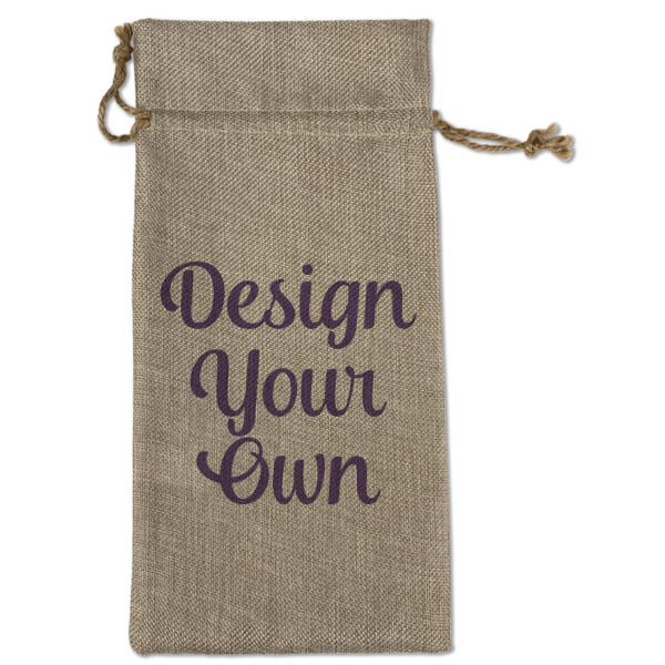 Custom Design - Large Burlap Gift Bags - Front