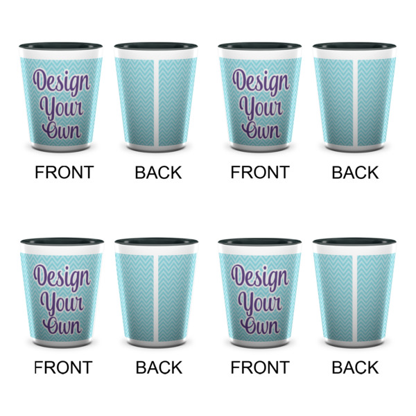 Custom Design - Ceramic Shot Glasses - Two Tone - Set of 4 - Front & Back