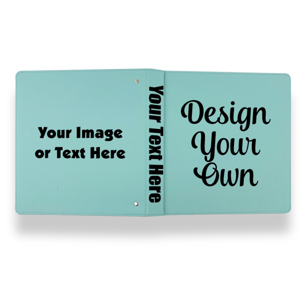 Custom Design - Leather Binder - 1" - Teal - Back Spine Front View