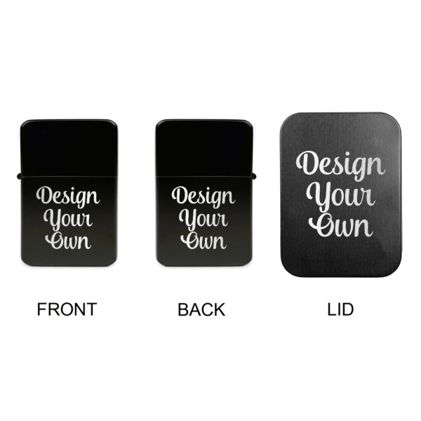 Custom Design - Windproof Lighters - Black, Double Sided, w Lid - APPROVAL