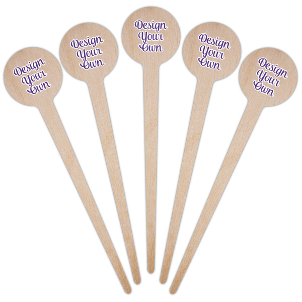 Custom Design - Wooden 4" Food Pick - Round - Fan View