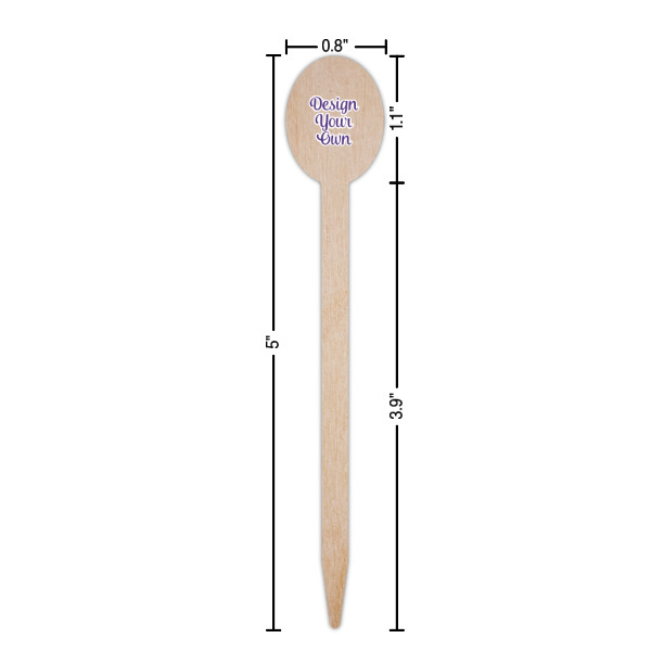 Custom Design - Wooden Food Pick - Oval - Dimensions