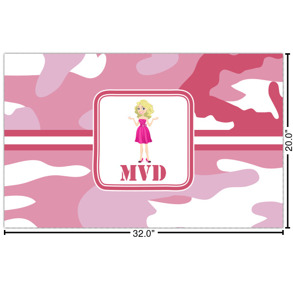 Custom Pink Camo Indoor / Outdoor Rug - Custom Size w/ Name or Text