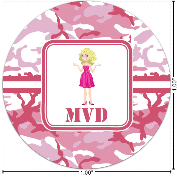 Custom Pink Camo Multipurpose Round Labels - 1" (Personalized)