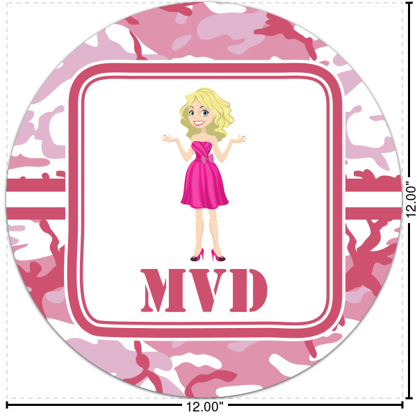 Custom Pink Camo Round Decal - Medium (Personalized)