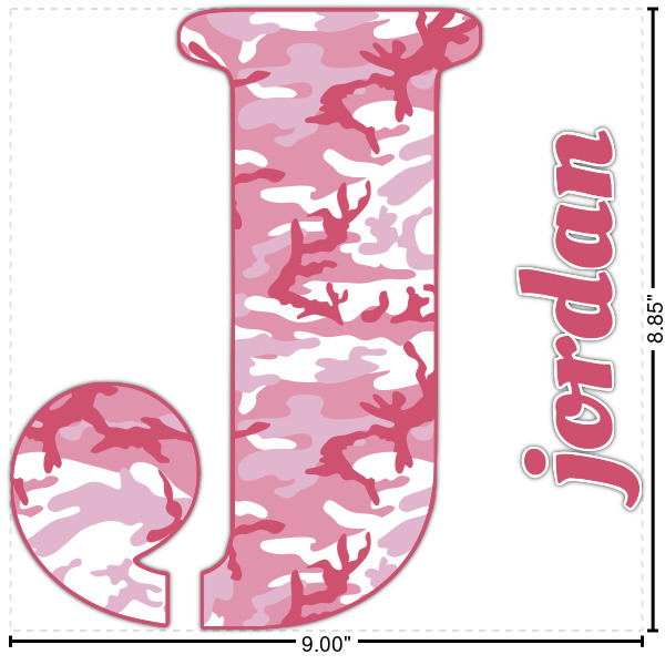 Custom Pink Camo Name & Initial Decal - Up to 9"x9" (Personalized)