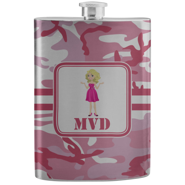 Custom Pink Camo Stainless Steel Flask (Personalized)