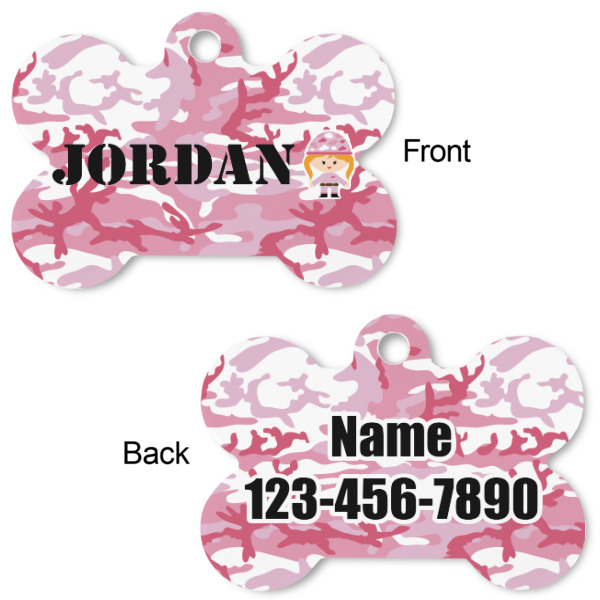 Custom Design - Bone Shaped Dog ID Tag - Small - Front & Back View