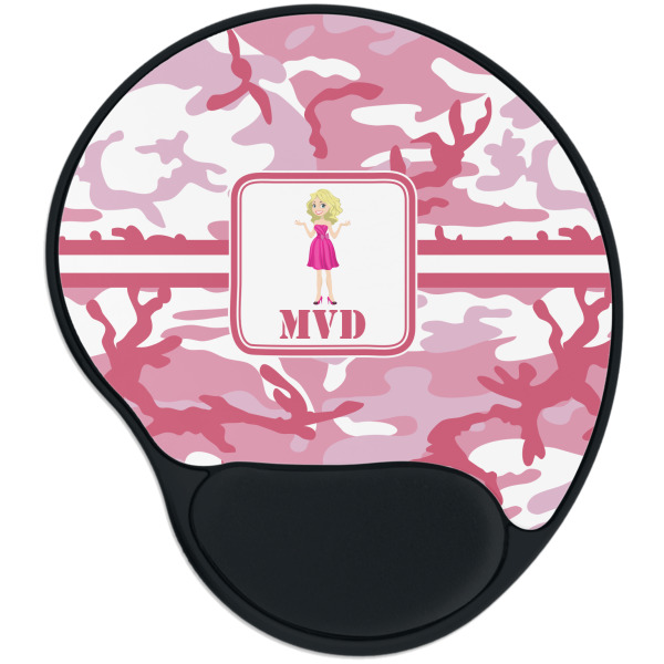 Custom Pink Camo Mouse Pad with Wrist Support