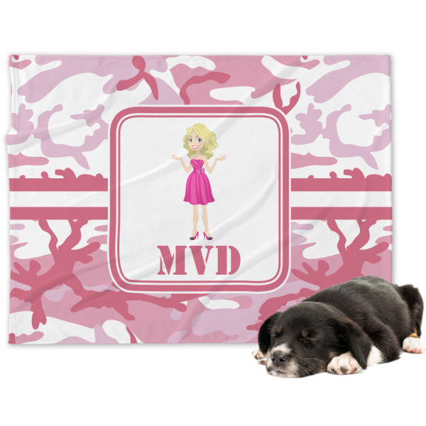 Custom Pink Camo Dog Blanket (Personalized)