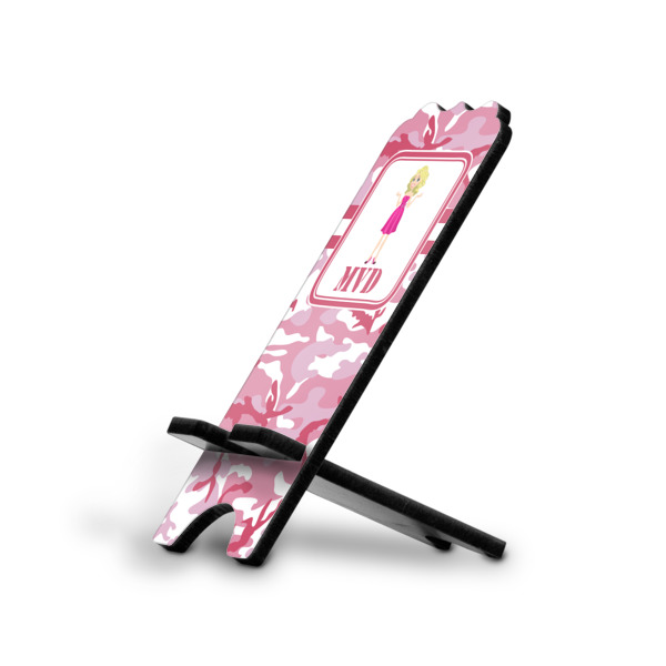 Custom Pink Camo Stylized Cell Phone Stand - Small w/ Name or Text