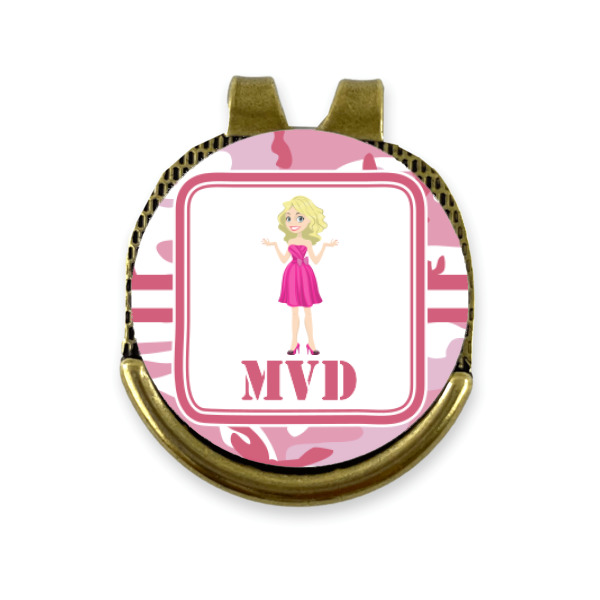 Custom Design - Golf Ball Marker Hat Clip Gold - Front