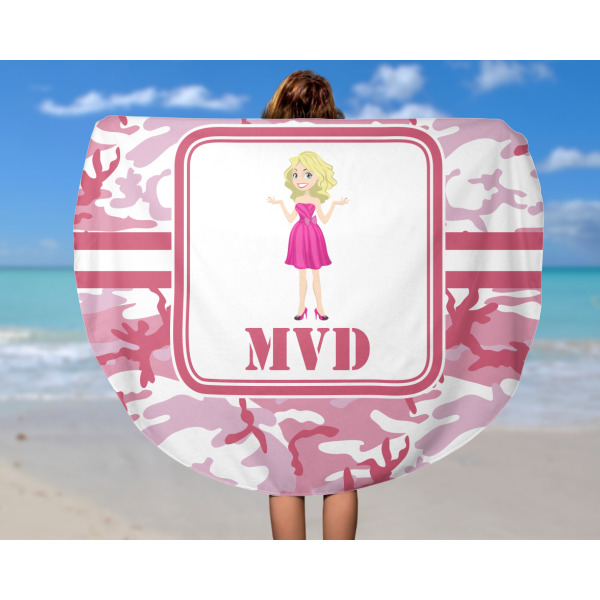 Custom Design - Round Beach Towel - In Use